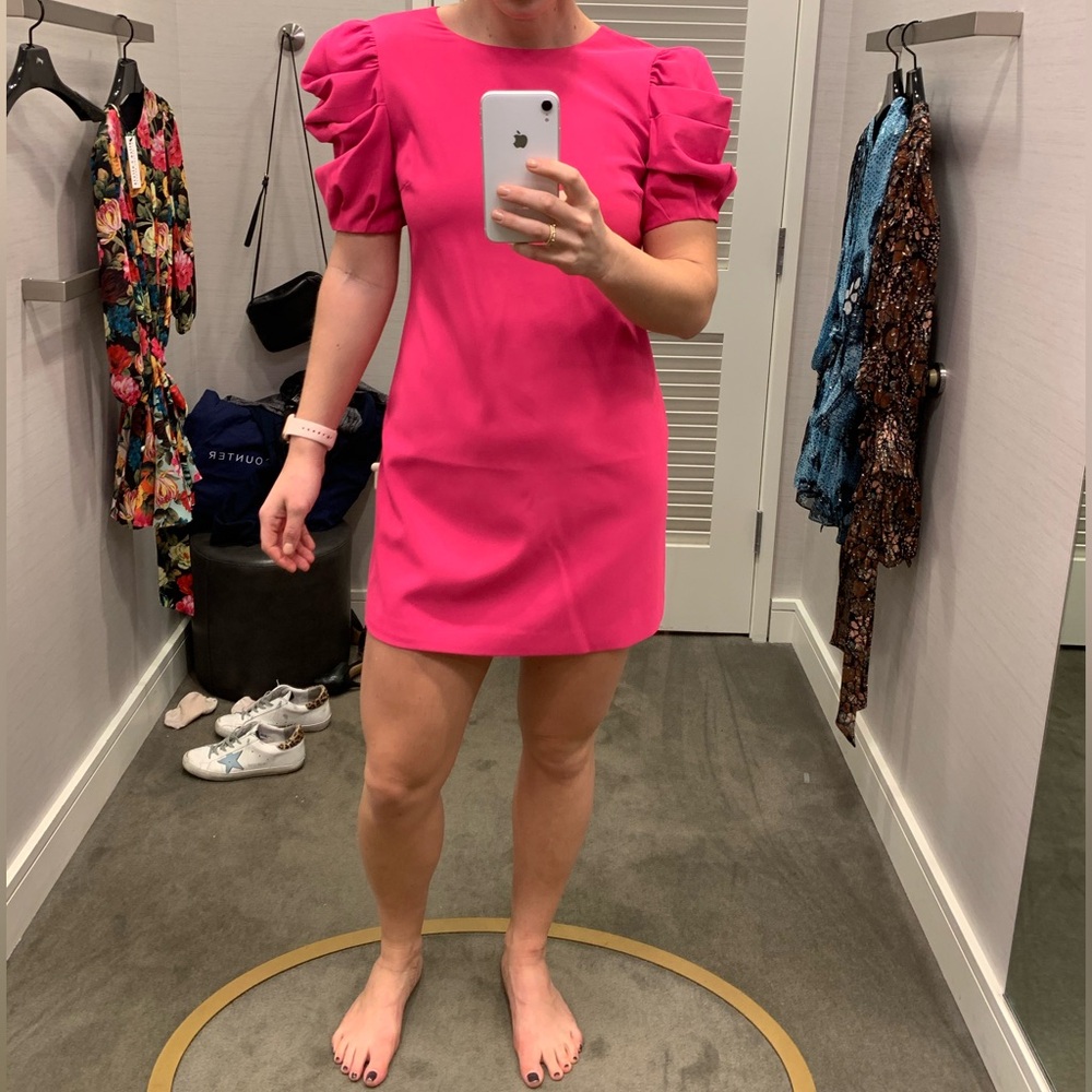 Alice & Olivia Pink Dress with Puff Sleeves